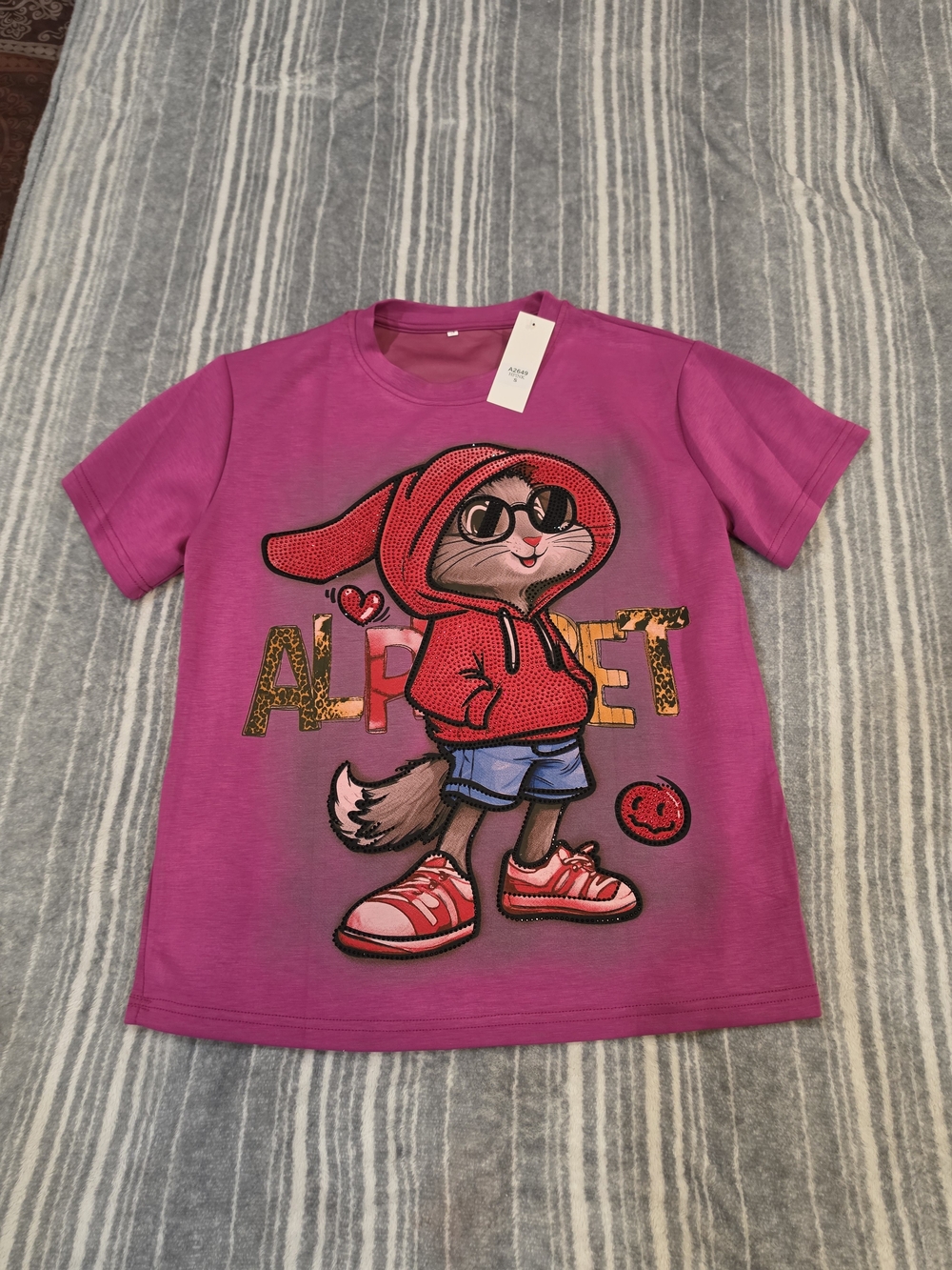 Adult Graphic Tee - Bright Pink Hoodie Character Print